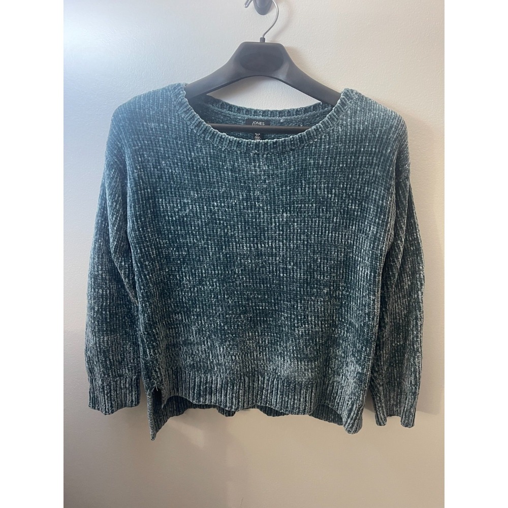 Jones New York Signature Teal Blue Chenille Pullover Sweater Womens Large L